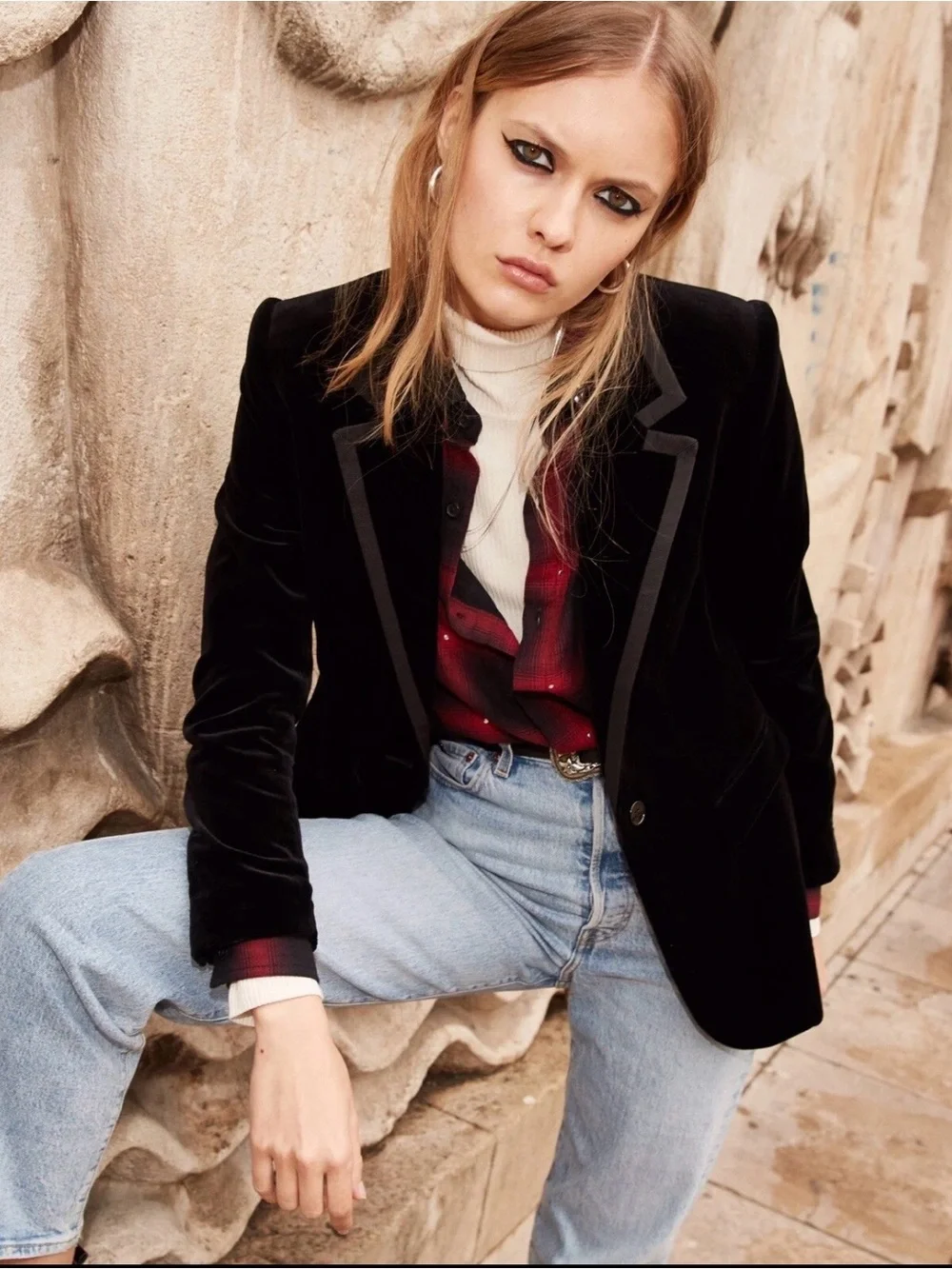 The Kooples Paris Stretch Velvet Blazer